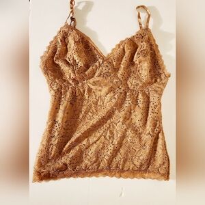Zenobia Women's Golden Brown Lace Camisole Top Size: 1XL